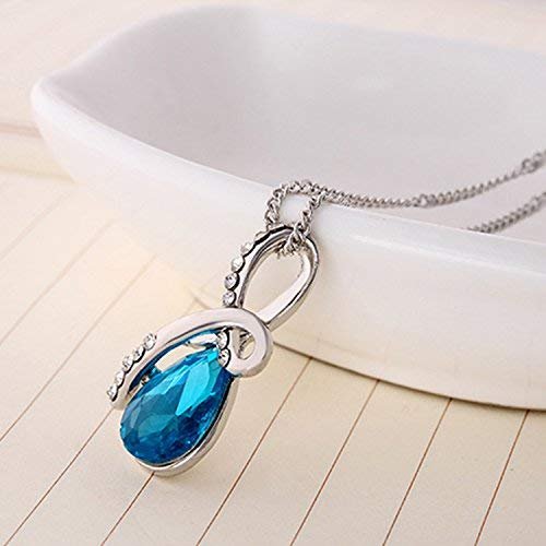 Blue Swarovski crystal pendant necklace for girls and ladies with lightweight silver chain for glamorous evenings