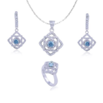 Avarta Jewellery Sterling Silver Blue Tourmaline Pendant Set With Chain