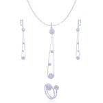 Avarta Jewellery Sterling Silver Gladsome Long Dangling Pendant Set With Chain & Ring