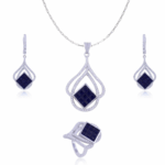 Avarta Jewellery Sterling Silver Black Pendant Set With Chain