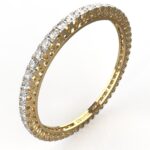 Avarta Jewellery Sterling Silver Line Diamond Bangle With 0.35 Carat Each Diamond & Gold Polish