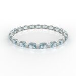Avarta Jewellery Sterling Silver 24 Carat Aquamarine Tennis Bracelet With Moissanite