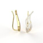 Avarta Jewellery Sterling Silver Diamond Gold Plated Cuff Earrings For Girls & Women