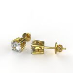 Avarta Jewellery 92.5 Sterling Silver 0.80 Carat Each Solitaire Studs Earrings With Gold Polish For Girls & Women