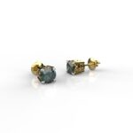 Avarta 90 Cents Each Dark Green Swarovski Solitaire Studs With Gold Plating