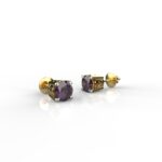 Avarta 90 Cents Each Dark Pink Swarovski Solitaire Studs With Gold Plating