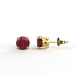 Avarta Jewellery 18K BIS Hallmarked Gold & Certified Ruby Gemstone Solitaire Stud Earrings for Girls & Women