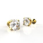 Avarta Jewellery 18K Gold 2 Carat Each Moissanite Solitaire Stud Earrings For Girls and Women