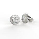 Avarta Sterling Silver 0.80 Carat Halo Solitaire Stud Earring For Girls & Women