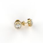 Avarta Jewellery 92.5 Sterling Silver Solitaire Studs Earrings With Gold Polish