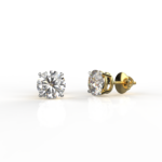 Avarta 18k Gold Lab Grown 1 Carat Each Solitaire Stud Earrings