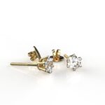 Avarta Jewellery 92.5 Sterling Silver 50 Cents Solitaire Unisex Stud Earrings With Gold Polish and Screw Back