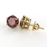 Avarta Jewellery 92.5 Sterling Silver 2.10 Carat Each Ruby Stud Earrings With Yellow Gold Polish for Girls & Women
