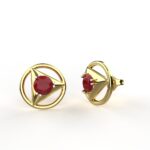 Avarta Jewellery 18K Hallmarked Gold Studs Earrings With Certified Ruby For Girls & Women