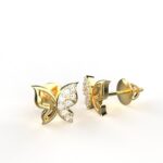 Avarta Jewellery 18K Hallmarked Gold Butterfly Studs Earrings With Certified Diamonds For Kids, Girls & Women