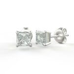 Avarta Jewellery Sterling Silver Princess Cut 0.50 Carat Each Solitaire Studs For Kids