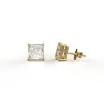 Avarta Jewellery 14K Gold Princess Cut Solitaire Earrings