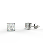 Avarta Jewellery Sterling Silver Princess Cut 1 Carat Each Solitaire Stud Earrings