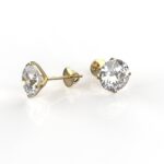 Avarta 18k Gold 3.80 Carat Each Solitaire Studs Earring For Girls & Women