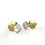 Avarta Jewellery 92.5 Sterling Silver 10 Cents Solitaire Unisex Stud Earrings With Gold Polish and Screw Back