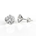 Avarta Jewellery Sterling Silver 2 Carat Solitaire Stud Earrings With White Gold Polish
