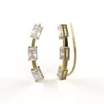 Avarta Jewellery Sterling Silver Cuff Earrings With Baguette Stones