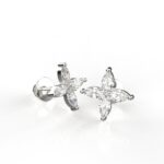 Avarta Jewellery Sterling Silver Marquise Flower Stud Earrings With White Gold Polish for Girls & Women