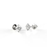 Avarta 18k White Gold 50 Cents Each Moissanite Solitaire Unisex Stud Earrings