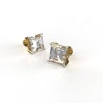 Avarta Jewellery 18k Gold 4 Carat Each Moissanite Princess Cut Stud Earrings