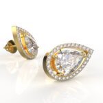 18k Gold 1.30 Carat Each Pear Moissanite Halo Studs Earring