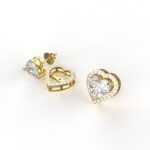 Avarta 14k Gold Heart Jacket Halo Stud Earrings