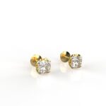 Avarta Jewellery 18k Gold 75 Cents each Cushion Moissanite Solitaire Studs