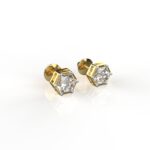 Avarta Jewellery 18k Gold 80 Cents each Hexagonal Moissanite Solitaire Studs