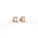 Avarta Jewellery 18k Gold 1 Carat Each Emerald Cut Moissanite Stud Earrings