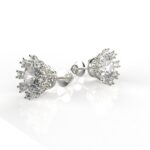 Avarta Sterling Silver 2 Carat Solitaire Sunflower Stud Earring With White Gold Polish For Girls & Women