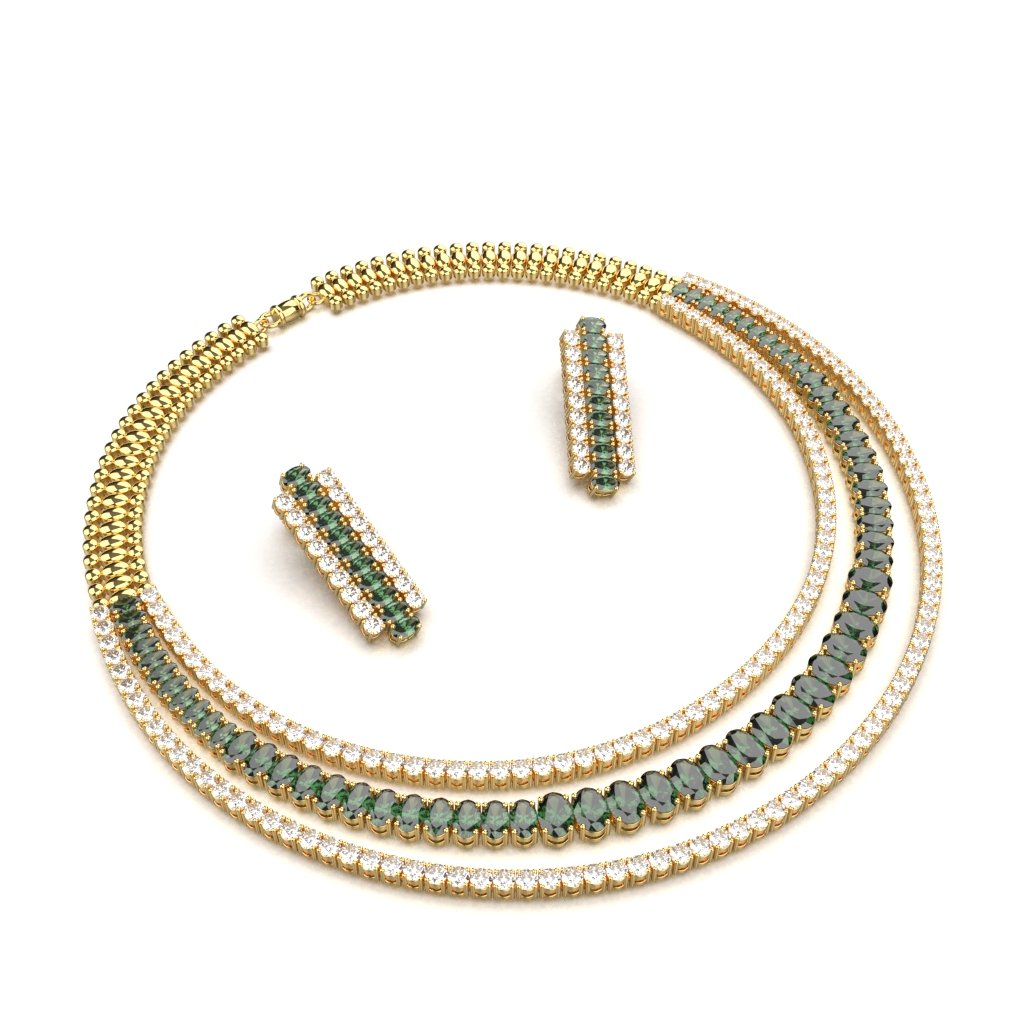 Avarta Jewellery Onyx Necklace Earring Set gold-plated elegant earrings set with sparkling American diamonds, durable brass base, and rhodium plating