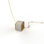 Avarta Jewellery Sterling Silver Diamond Square Pendant With Gold Polish and Chain For Girls & Women