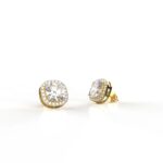 Avarta Jewellery 18k Gold 2.50 Carat each Halo Moissanite Solitaire Studs