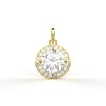 Avarta Jewellery 18k Gold 2 Carat Moissanite Solitaire Halo Pendant For Girls & Women