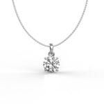 Avarta Sterling Silver 1 Carat Solitaire Pendant With Chain in White Gold Polish