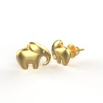 Avarta 18k Yellow Gold Elephant Diamond Stud Earrings for Kids, Girls & Women