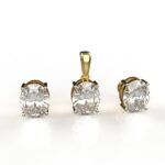 Avarta 18k Gold 2.50 Carat Each Oval Lab Grown Diamond Solitaire Pendant Set