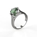 Avarta Jewellery Sterling Silver Emerald Ring With Diamonds For Girls & Wemen