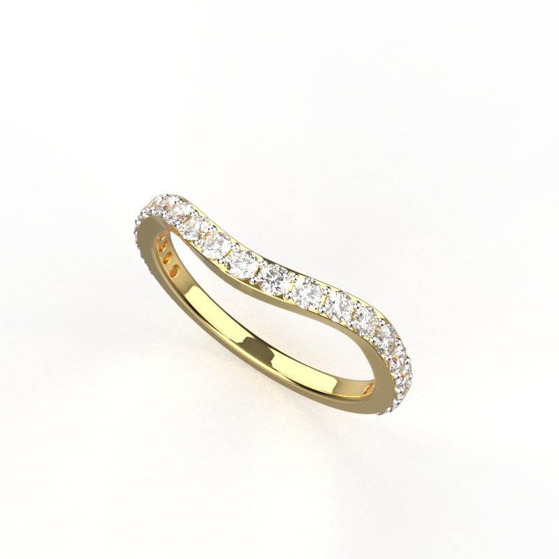 Trendy silver eternity ring for women adorned with sparkling American diamonds in a modern pavé setting, crafted from sterling silver.