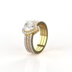 Avarta Jewellery Gold Triple Band Heart Halo Ring With Lab Diamond