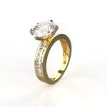 Avarta Jewellery Gold 2 Carat Solitaire and 50 cents Princess Moissanite Ring