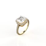 Avarta Jewellery 18k Gold 3 Carat Moissanite Solitaire Halo Ring