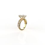 Avarta Jewellery 18k Gold 4 Carat Oval Crushed Ice Moissanite Solitaire Halo Ring