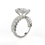 Avarta Jewellery 14k White Gold 4 Carat Oval Crushed Ice Moissanite Solitaire Halo Ring