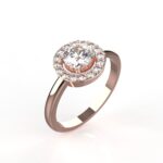 Avarta Jewellery 50 Cents Rose Gold Halo Solitaire Ring